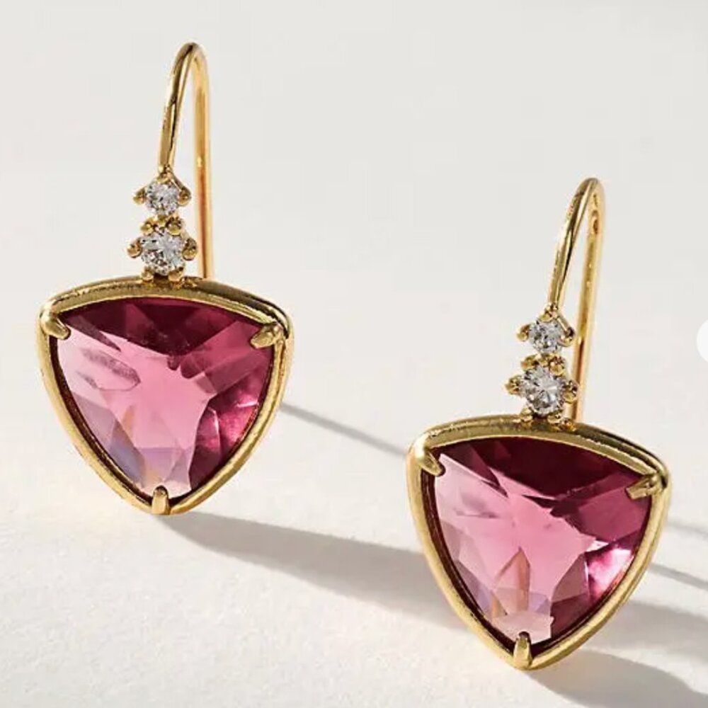 faceted stone drop earrings - pink